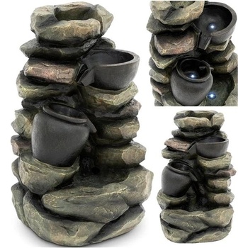 Build & Trade & Innovative kaskádová fontána s LED osvětlením, vzor mísy a džbánu, 12 W