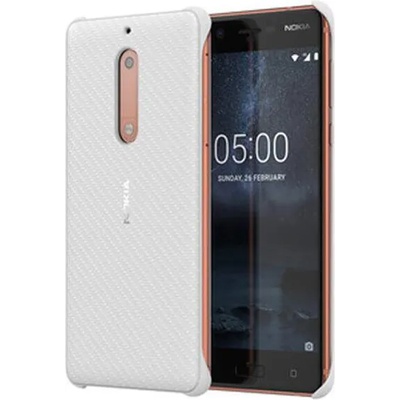 Nokia Carbon Fibre Design Case CC-803 - поликарбонатов кейс за Nokia 5 (бял)