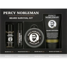 Percy Nobleman Beard Survival Kit zmäkčujúci olej na fúzy 10 ml + vosk na fúzy 5 ml + balzam na fúzy 20 ml + zjemňujúci krém na bradu 50 ml