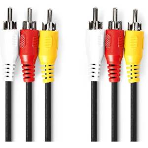 Nedis CVGP24300BK50 композитен видеокабел 3x RCA щепсел - 3 RCA щепсела, 5 м (CVGP24300BK50)