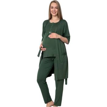 Image 1 of Маслено зелен комплект за бременни с дантела