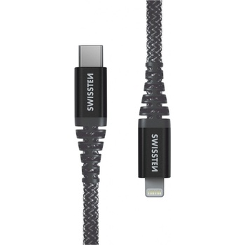 Swissten 71544010 dátový Lightning, 60W / 3A / 1x USB-C(M) / 1x Lightning(M), 1m, šedý