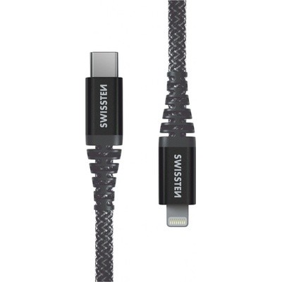 Swissten 71544010 dátový Lightning, 60W / 3A / 1x USB-C(M) / 1x Lightning(M), 1m, šedý