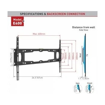 Barkan Wall mount for TV 13-90 Inches LED/LCD 60kg slim 28mm lock E400+