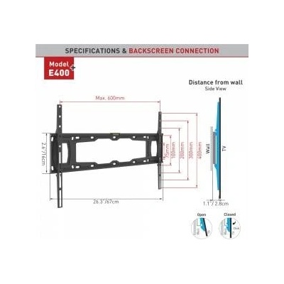 Barkan Wall mount for TV 13-90 Inches LED/LCD 60kg slim 28mm lock E400+
