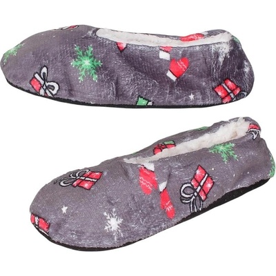 Коледни пантофи-балеринки в сиво