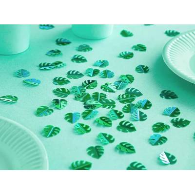 KONS8-012 Party Deco Metalizované konfety Monstera 15g Zelená