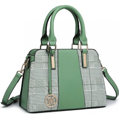 Zelená kockovaná dámska kabelka do ruky aj cez rameno Zurie