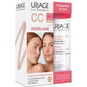 Uriage Roseliane Комплект - Мицеларна вода и Тониран крем, SPF30, 100 + 40 ml (Лимитирано)