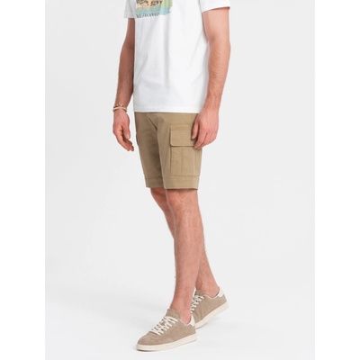 Ombre Clothing Мъжки едноцветни къси панталони с джобове за товари - пясъчни V1 OM-SRCG-0133 Ombre Clothing Ombre Clothing | Bezhov | МЪЖЕ | S