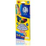 Astra Цветни моливи триъгълни двустранни + острилка 12 бр. 24 цвята (as312113001)
