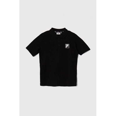 Fila Детска памучна тениска с яка Fila BLEKENDORF в черно с принт (FAT0431)