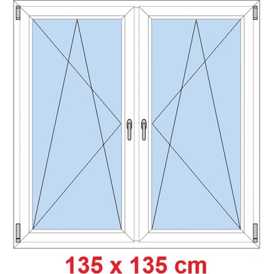 Soft Dvoukřídlé plastové okno 135x135 cm OS+OS se sloupkem Bílá