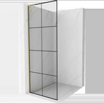 Mexen Kioto L душ-стена Walk-in 90 x 200 см, черна решетка, златна четка - 800-090-103-55-77 (800-090-103-55-77)