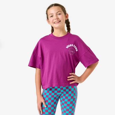 Decathlon dievčenské oversize tričko ružovo-fialové