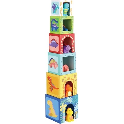 TookyToy barevné skládací kostky s dinosaury
