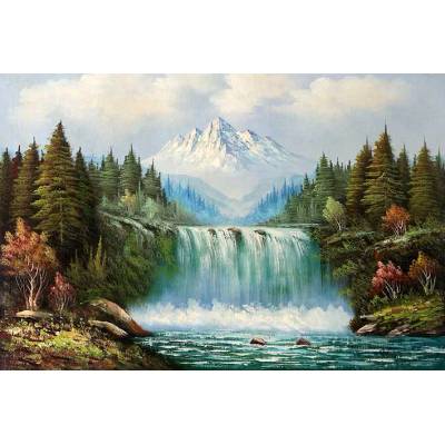 Norimpex - Puzzle Diamant painting: Landscape with waterfall and mountain 30x40cm - 1 - 39 piese