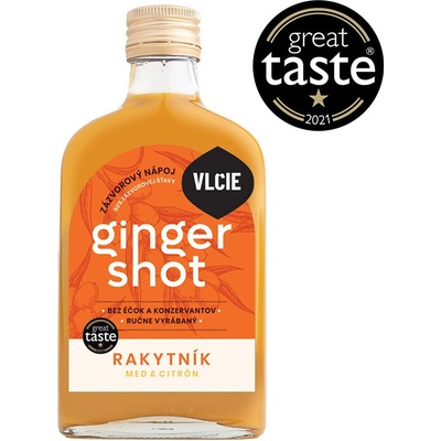 Vlčie Sirupy Ginger Shot zázvorová šťava Rakytník + Med + Citrón 1 l
