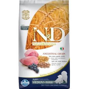  Farmina FARMINA N&D Ancestral Grain Puppy Medium&Maxi Lamb Храна за кучета, суха, за малки на възраст, средни и големи породи, с агнешко, 12 kg