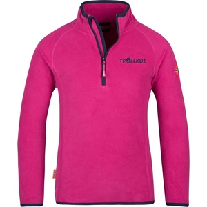 TROLLKIDS Детски поларен пуловер Trollkids Kid's Nordland Half Zip Fleece jumper - Fireberry / Navy - размер 140 (EU) (704-1727-1917)
