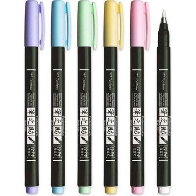Tombow Маркер Fudenosuke мек пастел асорт. (6) (WS-BS-6P)