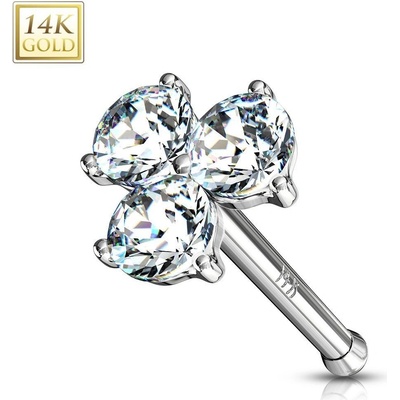 S4U Zlatý piercing do nosu čiré zirkony, Au 585/1000 ZL01188C-WG