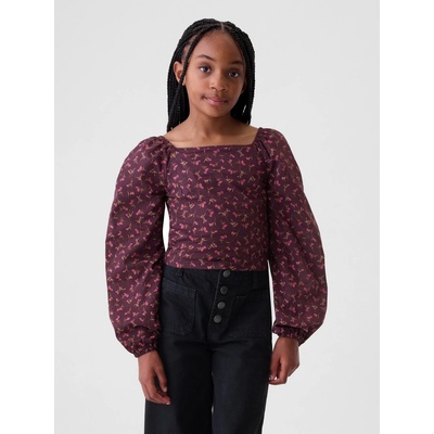 Detský kvetovaný crop top Červená