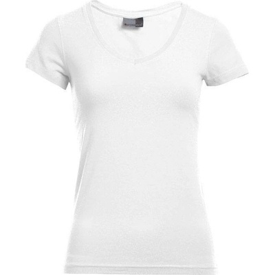 Promodoro 3086 Dámske tričko Slim Fit s výstrihom do V biela