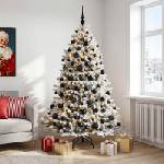 vidaXL Изкуствена коледна елха с топки 210 см 300 LED светодиода (3466413)