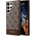 GUESS PU 4G Stripe Leather Hard Case - дизайнерски кожен кейс за Samsung Galaxy S24 Ultra (кафяв)