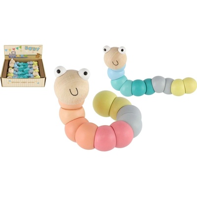 Teddies červík/housenka kloubový 16cm asst 2 barvy 12ks v boxu