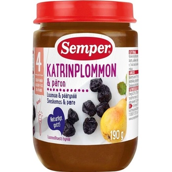 Semper Плодово пюре Semper - Сливи и круши, 190 g (9536)