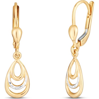 JVD Dámské zlaté visací náušnice na patent z bílého a žlutého zlata ryz. 585/1000 ZE1017XJ81-5200