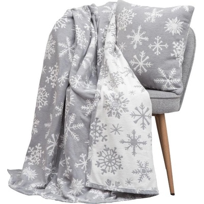 SCANquilt pléd Winter Vločky šedobílá střední 150x200