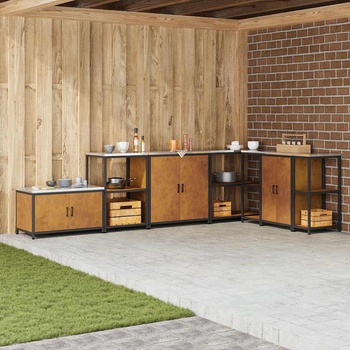 vidaXL Кухненски шкаф за съхранение с рафт Ръждясало Обветрен метал (875002)