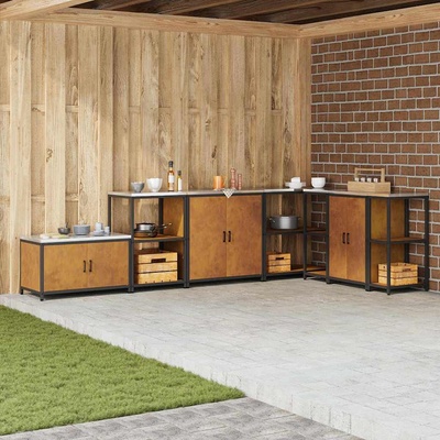 vidaXL Съхранение в кухнята с рафт Ръждясало 60 x 50 x 92 см Стомана (875002)