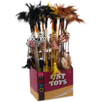 Magic Cat šidítko s pírky bavlna s catnipem 20 + 46 cm 24 ks