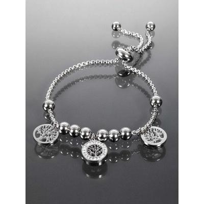 Prosperk náramek z chirurgické oceli se stromy života a kuličky ve stříbrné barvě S2382