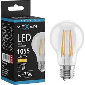 Mexen Vintis LED крушка с нажежаема жичка E27, A60, 8W, Топла - 2700K, 1055 lm, прозрачна (L150-E27-0827-00)