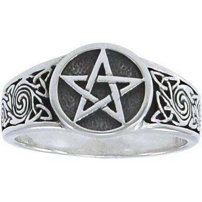 Fantasy Šperky MAGICKÝ PRSTEN pentagram stříbro P3348