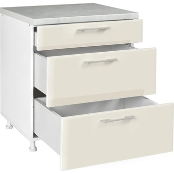 Matis Кухненски шкаф долен с три чекмеджета in mdf d80 3f бежов гланц