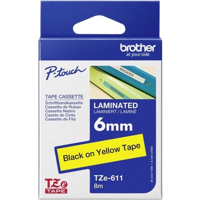 etikety Brother TZe, TZ TZe-611 PET Farba pásky: žltá Farba písma:čierna 6 mm 8 m