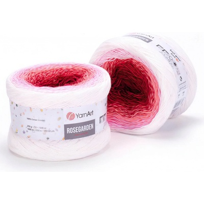 Pletací příze YarnArt ROSEGARDEN 304 červeno-růžovo-bílá, melírovaná (duhová), efektní, 250g/1000m