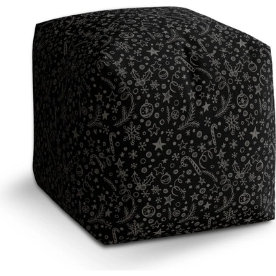 Sablio Taburet Cube Vánoce na černé: 40x40x40 cm