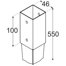 DMX PSG 45/550 (46*550*1,5) Patka sloupku 45 k zarážení