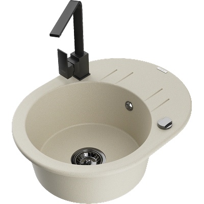 Mexen Kevin гранитна мивка с 1 отделение с отцедник и кухненски смесител Rita, бежов - 6517-69-670300-70 (6517-69-670300-70)