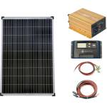 Solartronic КОМПЛЕКТ 1x100W поликристален соларен модул, Контролер 20A Инверотр NP600 600W чиста синусоида, кабели и букси (SET-100P-20A-KA-600R)