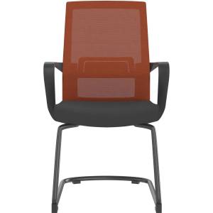 RFG Посетителски стол RFG Smart M, дамаска и меш, до 120 kg, черна седалка, тъмночервена облегалка, 2 броя в комплект (4010100532)