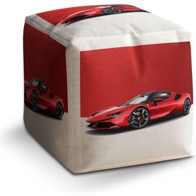 Sablio Taburet Cube Ferrari na červenobielej: 40x40x40 cm