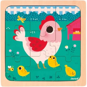 Janod Дървен пъзел Janod - Кокошчица (J07110) - baby